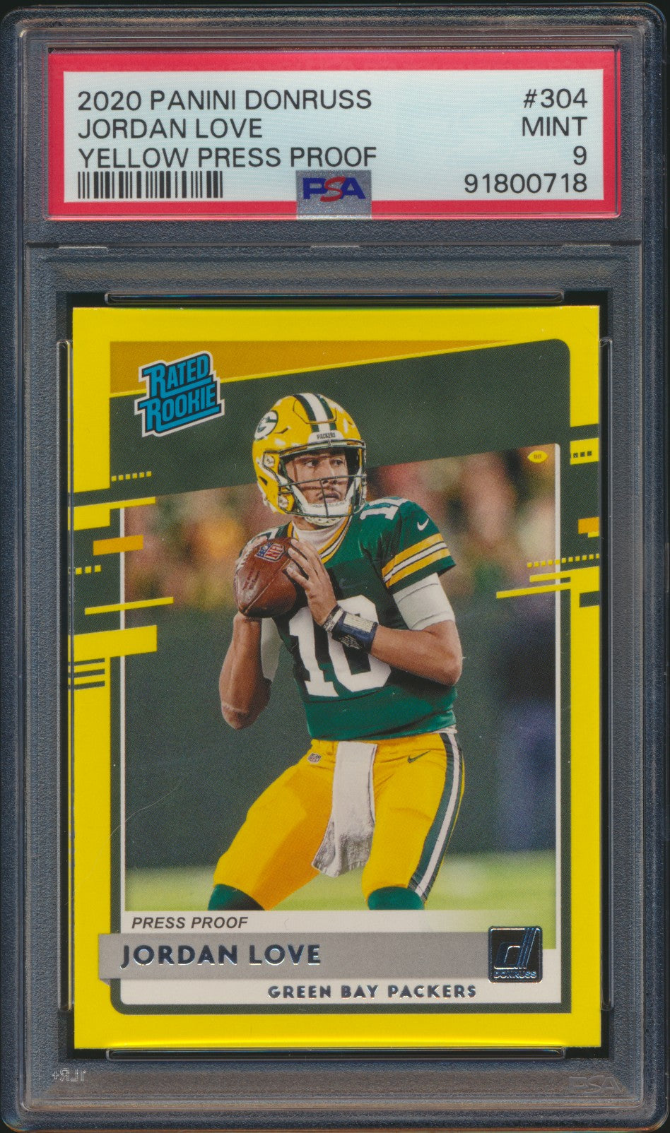 2020 Donruss Yellow Press Proof Jordan Love PSA 9