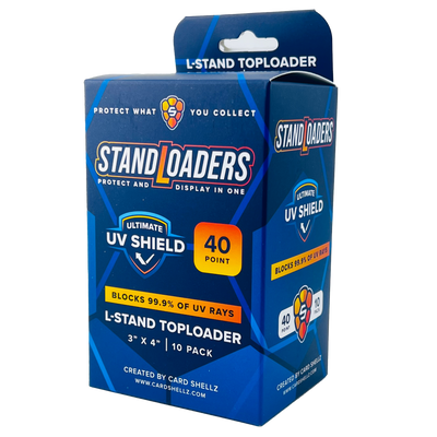40PT Premium StandLoader Toploader - UV Shield BLUE TINT Seamless Frame