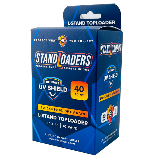 40PT Premium StandLoader Toploader - UV Shield BLUE TINT Seamless Frame