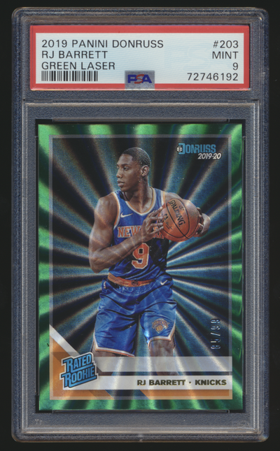 2019-20 Donruss Green Laser /99 RJ Barrett PSA 9