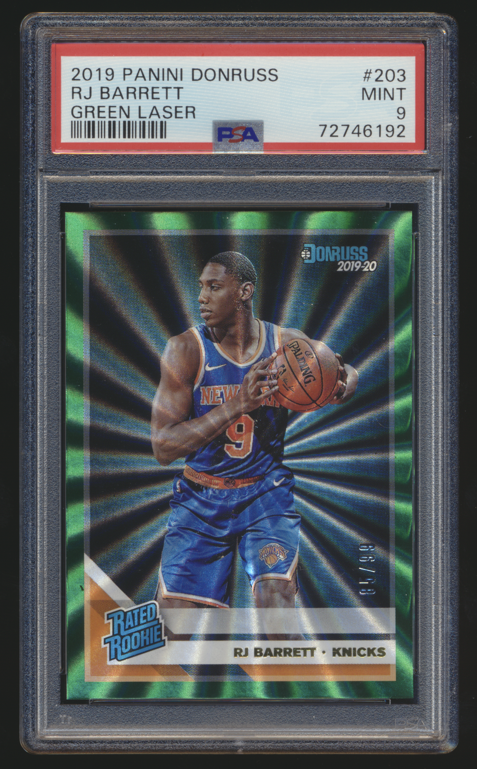 2019-20 Donruss Green Laser /99 RJ Barrett PSA 9