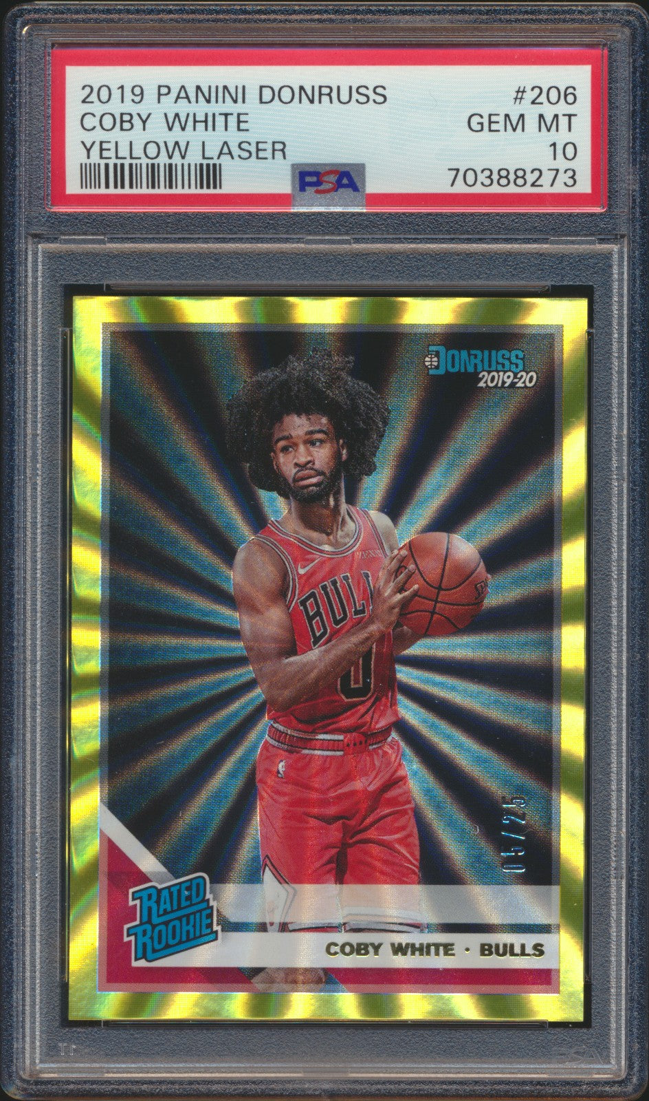 2019-20 Donruss Yellow Laser /25 Coby White PSA 10