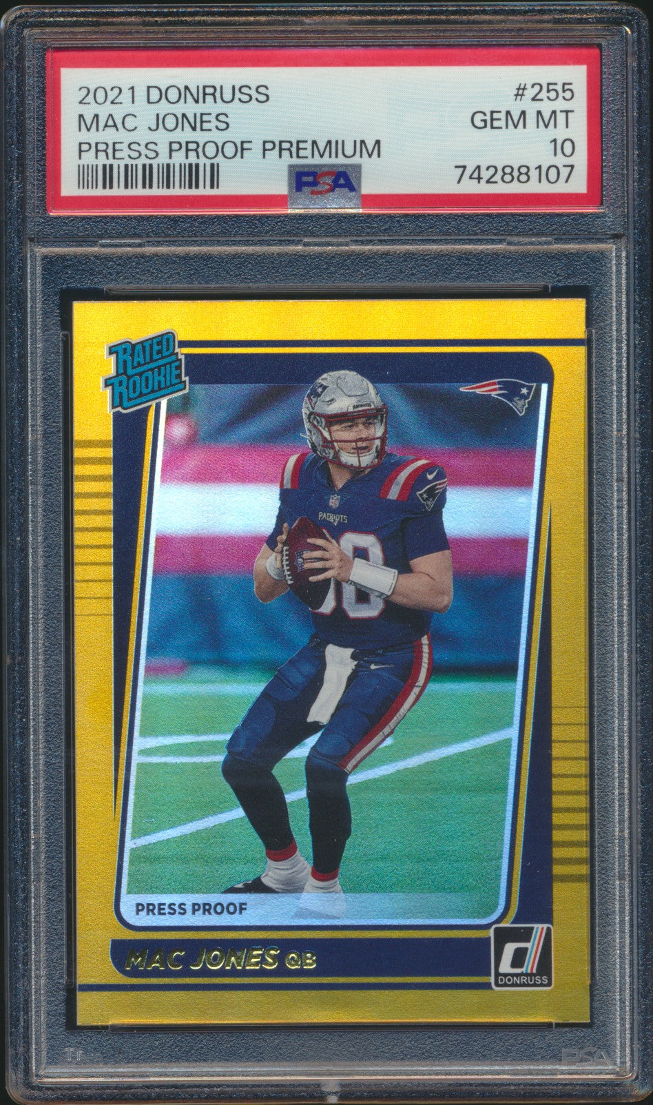 2022 Donruss Press Proof Gold Mac Jones RC PSA 10
