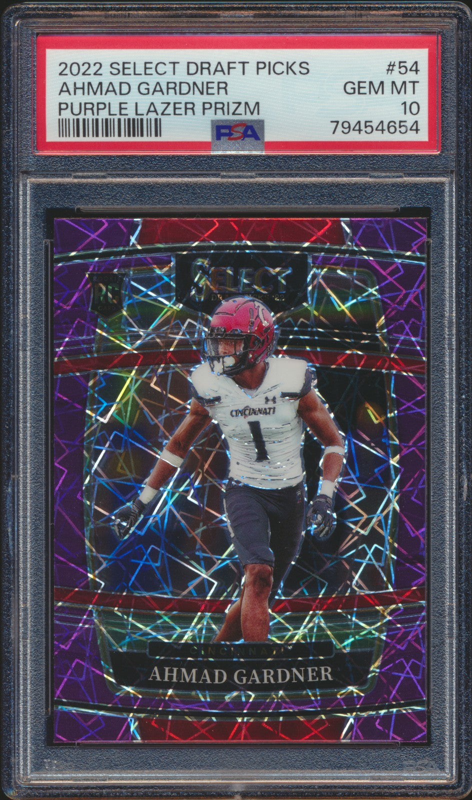 2022 Prizm Draft Picks Ahmad "Sauce" Gardner Purple Lazer Prizm PSA 10