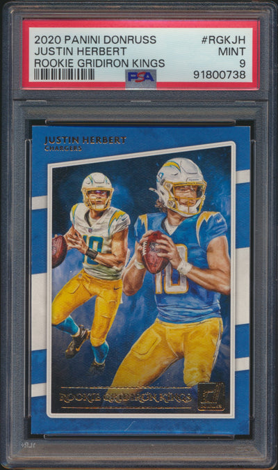 2020 Donruss Justin Herbert Rookie Gridiron Kings PSA 9