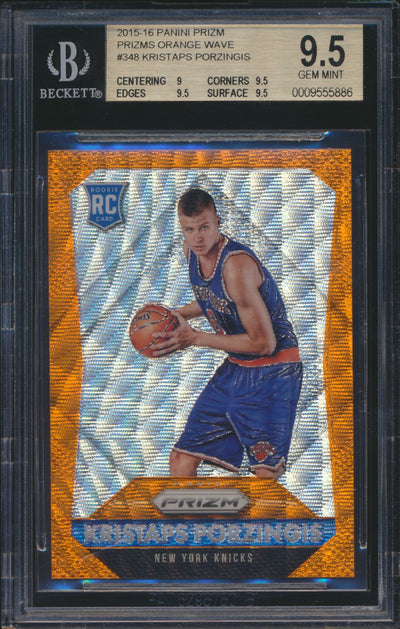 2015-16 Prizm Orange Wave Kristaps Porzingis RC BGS 9.5