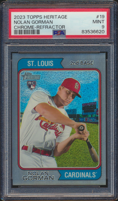 2023 Topps Heritage Nolan Gorman Chrome Refractor RC PSA 9