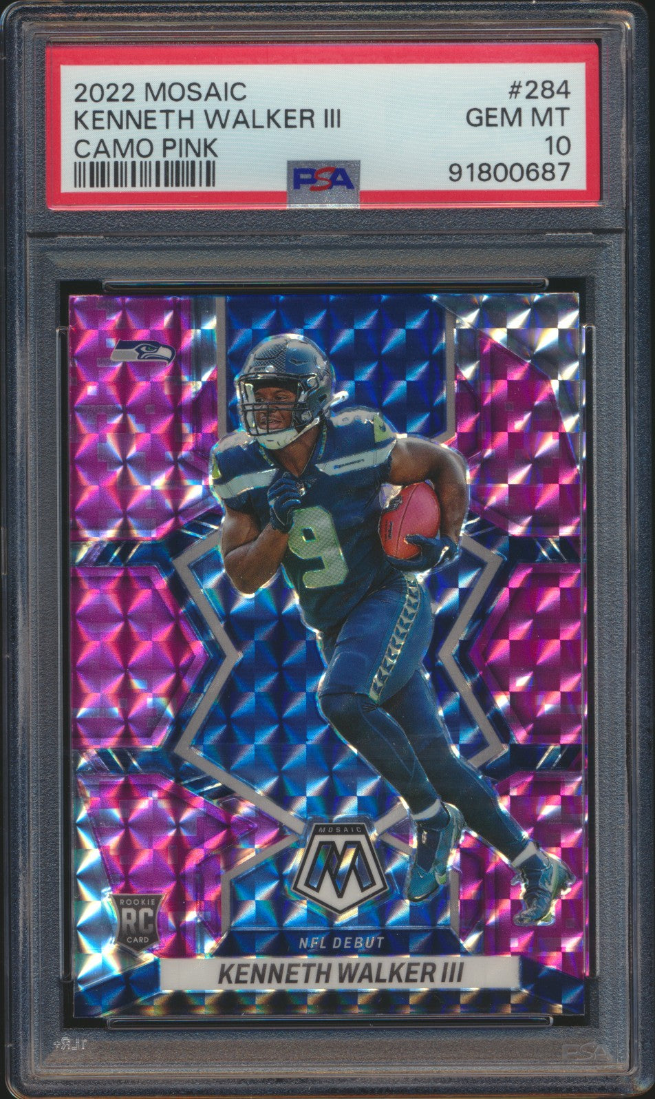 2022 Mosaic Kenneth Walker III Camo Pink RC PSA 10