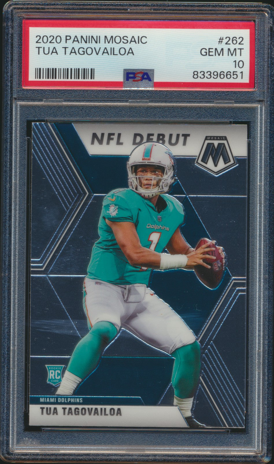 2020 Panini Mosaic NFL Debut Tua Tagovailoa RC PSA 10