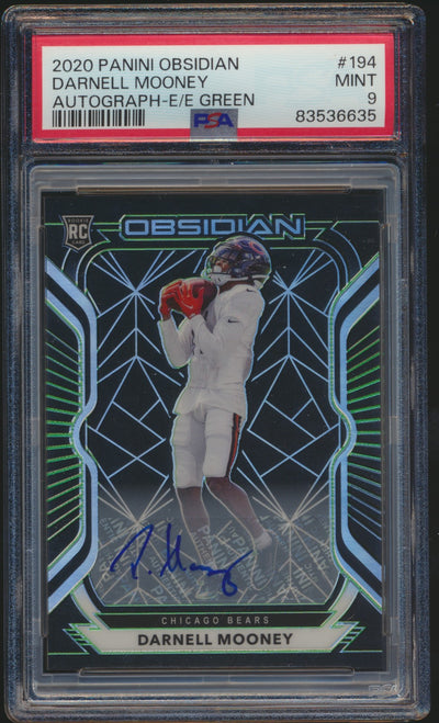 2020 Obsidian Electric Etch Green Autograph Darnell Mooney PSA 9