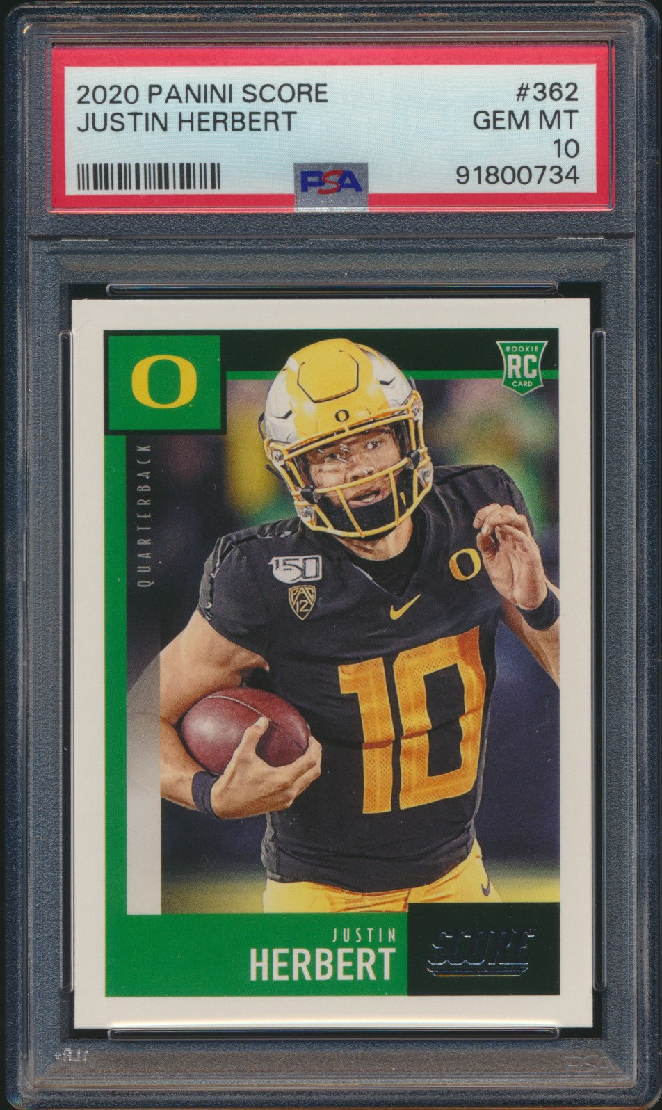 2020 Score Justin Herbert RC PSA 10