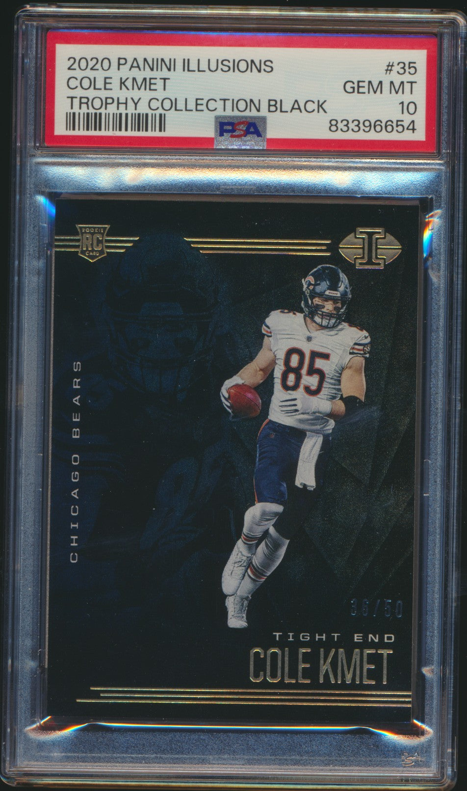 2020 Illusions Hobby Trophy Collection /50 Cole Kmet RC PSA 10