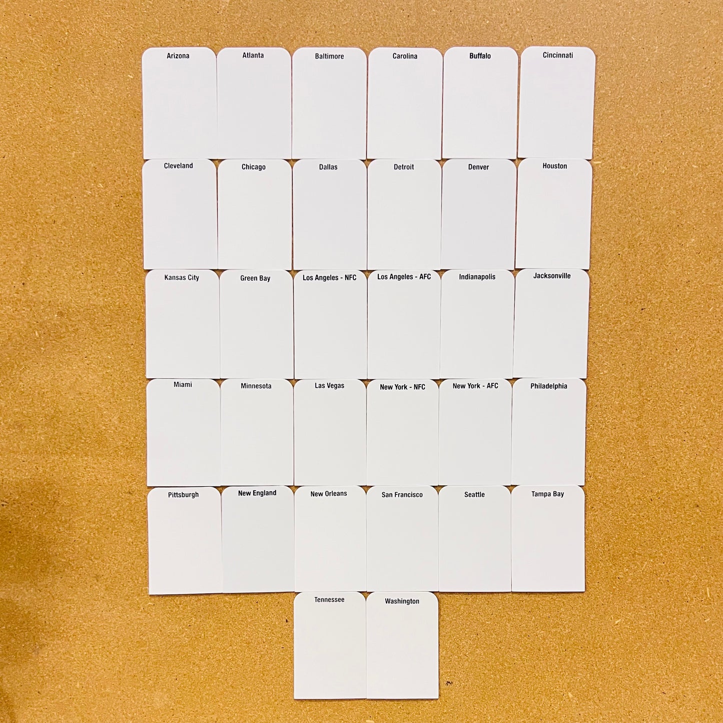 Trading Card Dividers 4.4"x3" - Football Cities