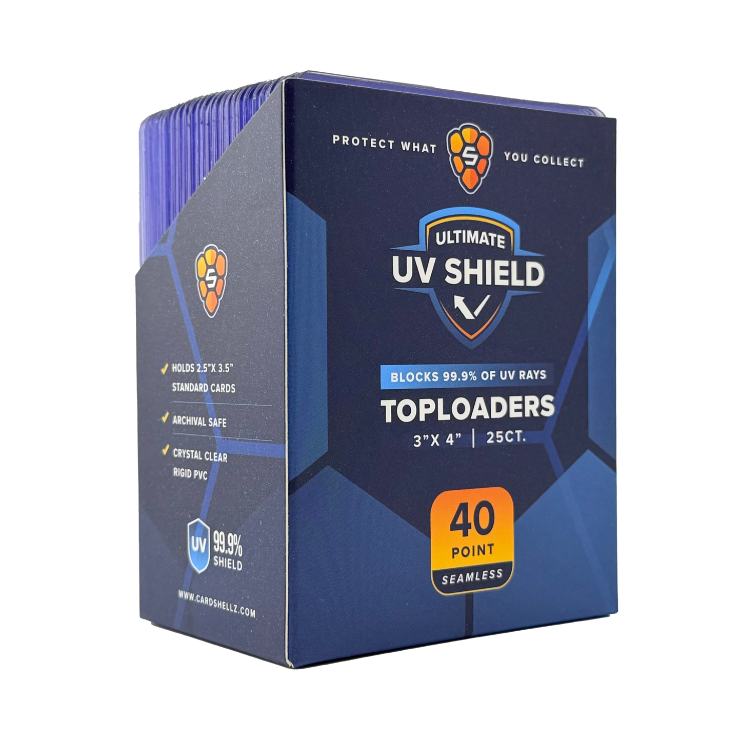 3"x4" Toploader 40PT PREMIUM - UV Shield BLUE TINT Seamless Frame