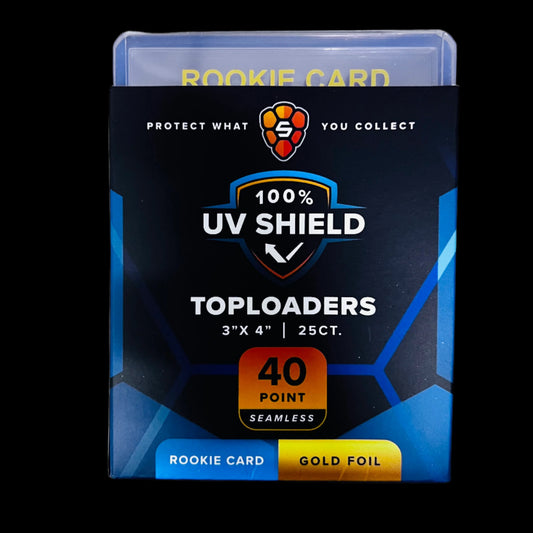 3"x4" Toploader 40PT Rookie Card Gold - UV Shield Seamless Frame Blue Hint