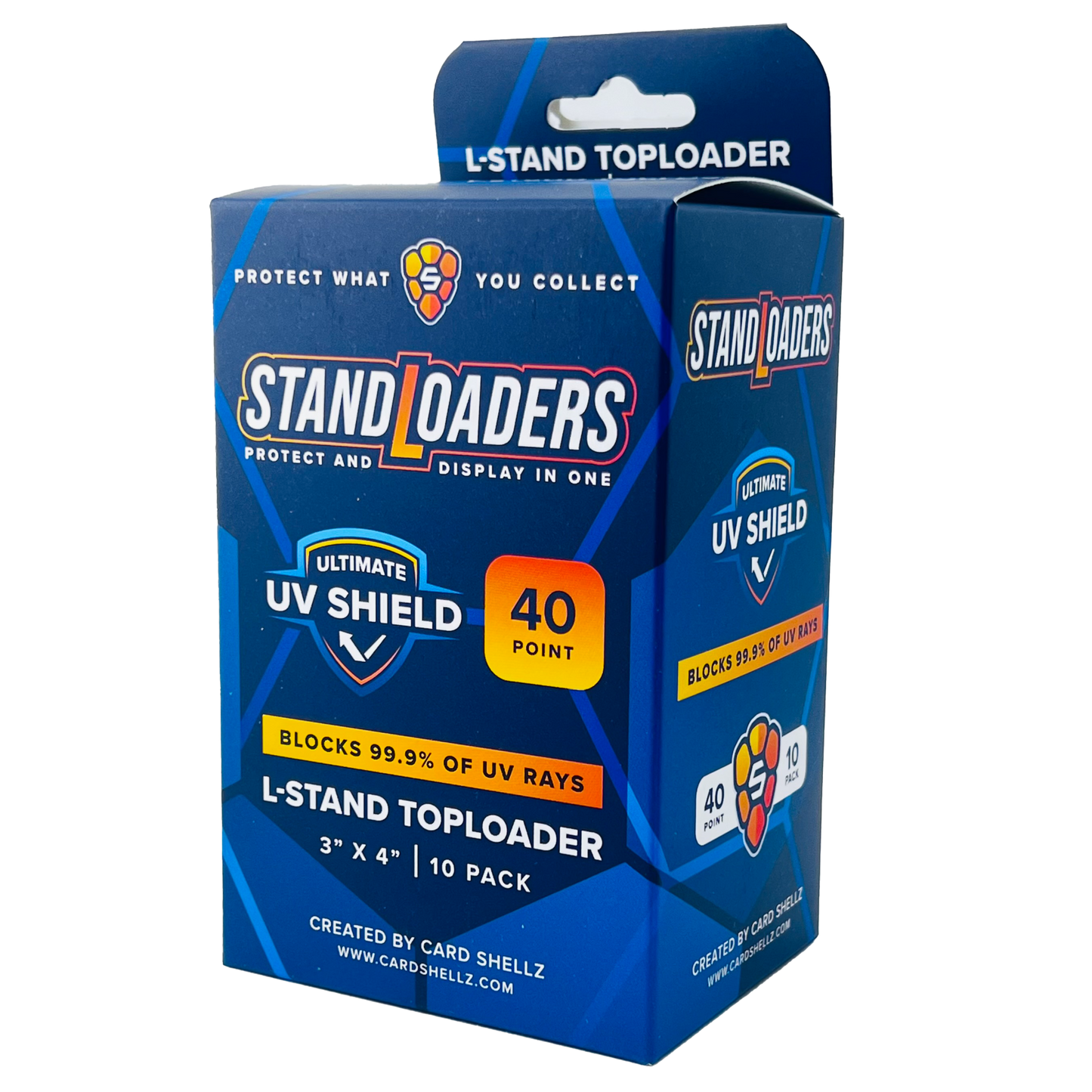 40PT Premium L-StandLoader Toploader - UV Shield BLUE TINT Seamless Frame