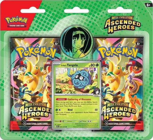 Pokemon Mega Evolution Ascended Heroes Erika + Larry 2 pack blister